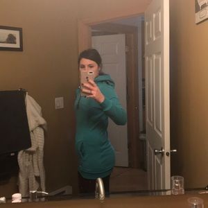Long teal hoodie